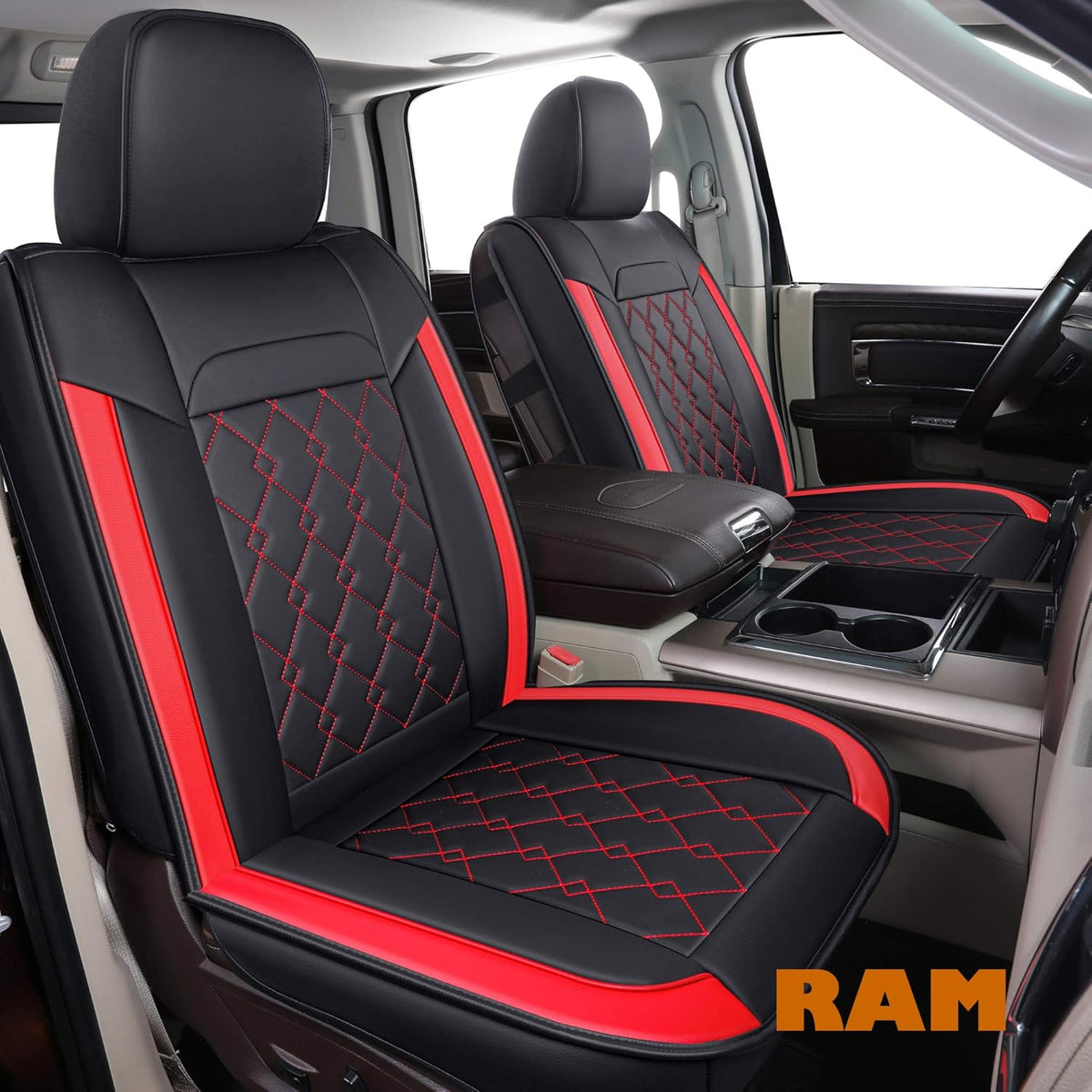 Black Blue Waterproof Faux Leather Seat Covers Full Set W537