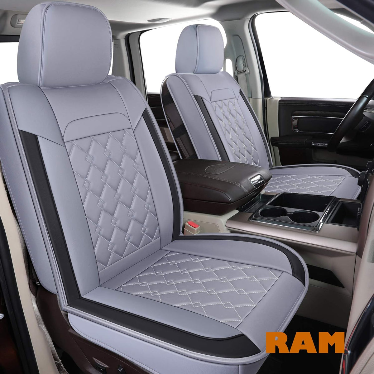 Black Blue Waterproof Faux Leather Seat Covers Full Set W537