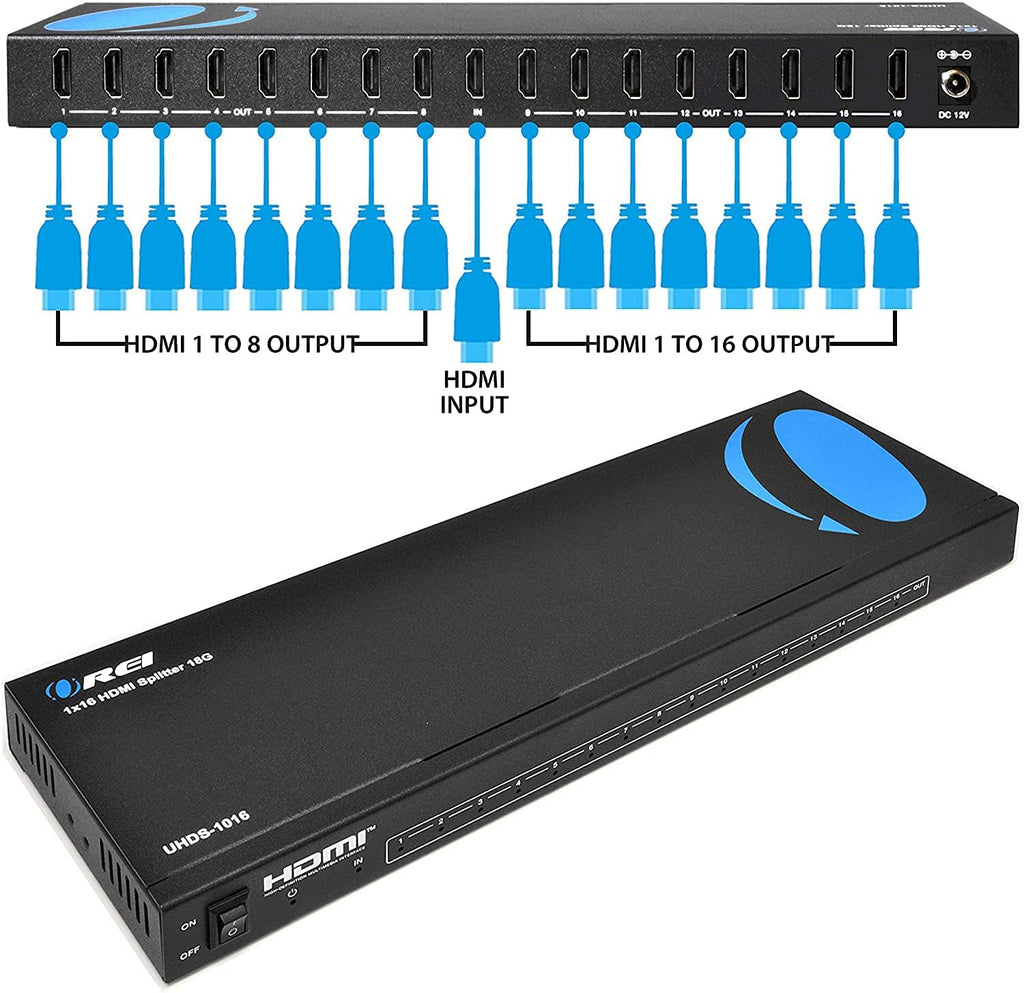 1 in 16 4K HDMI Splitter 4:4:4 8-bit HDMI 2.0 18 Gbps 4K @ 60Hz Z23738