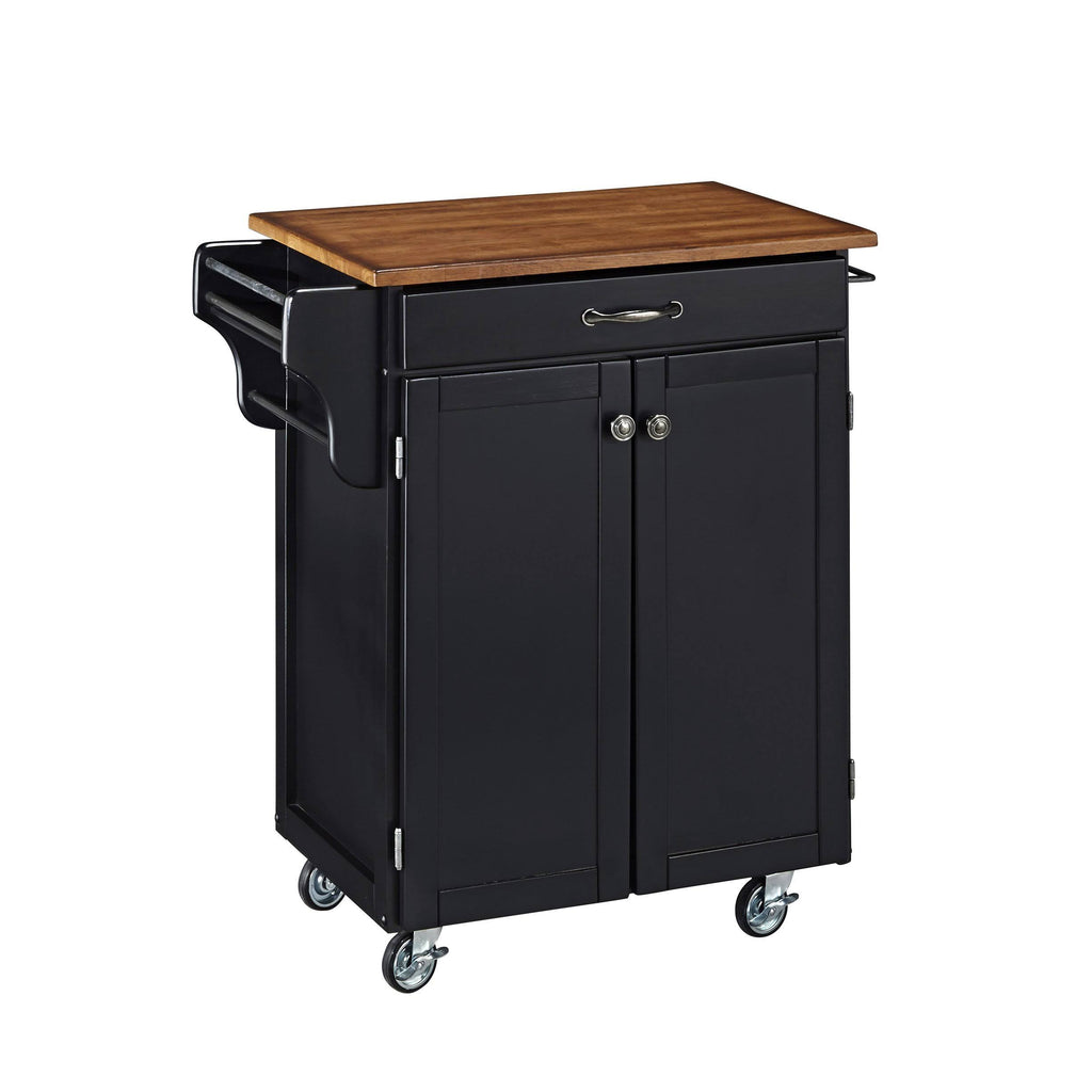 Black Kitchen Cart with Oak Top E655