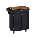 Black Kitchen Cart with Oak Top E655