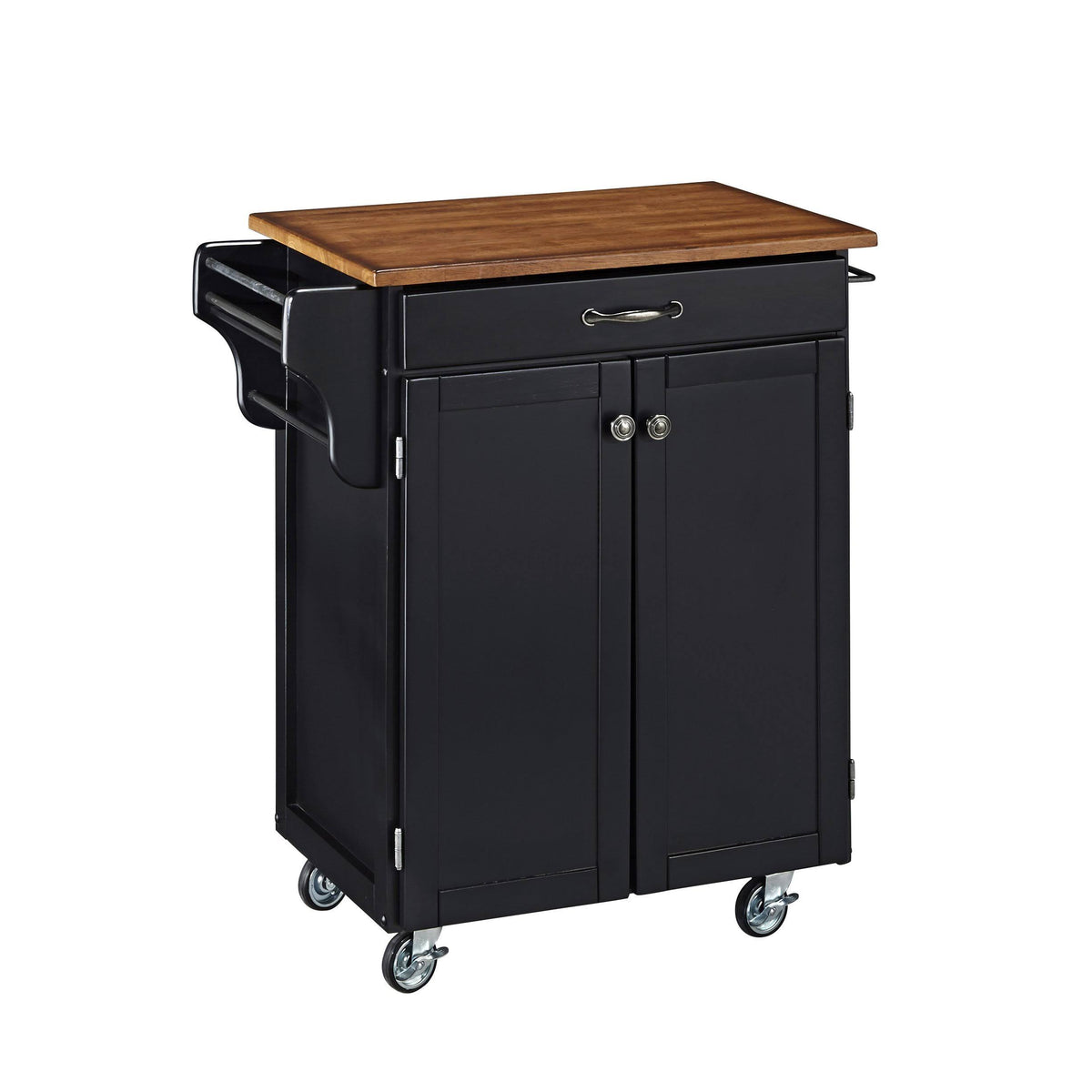 Black Kitchen Cart with Oak Top E655