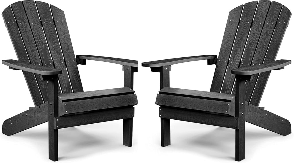 Adirondack Chairs Set of 2 Plastic Weather Resistant Grey J895