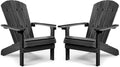 Adirondack Chairs Set of 2 Plastic Weather Resistant Grey J895
