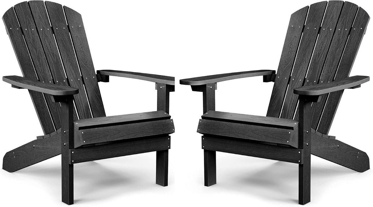 Adirondack Chairs Set of 2 Plastic Weather Resistant Grey J895