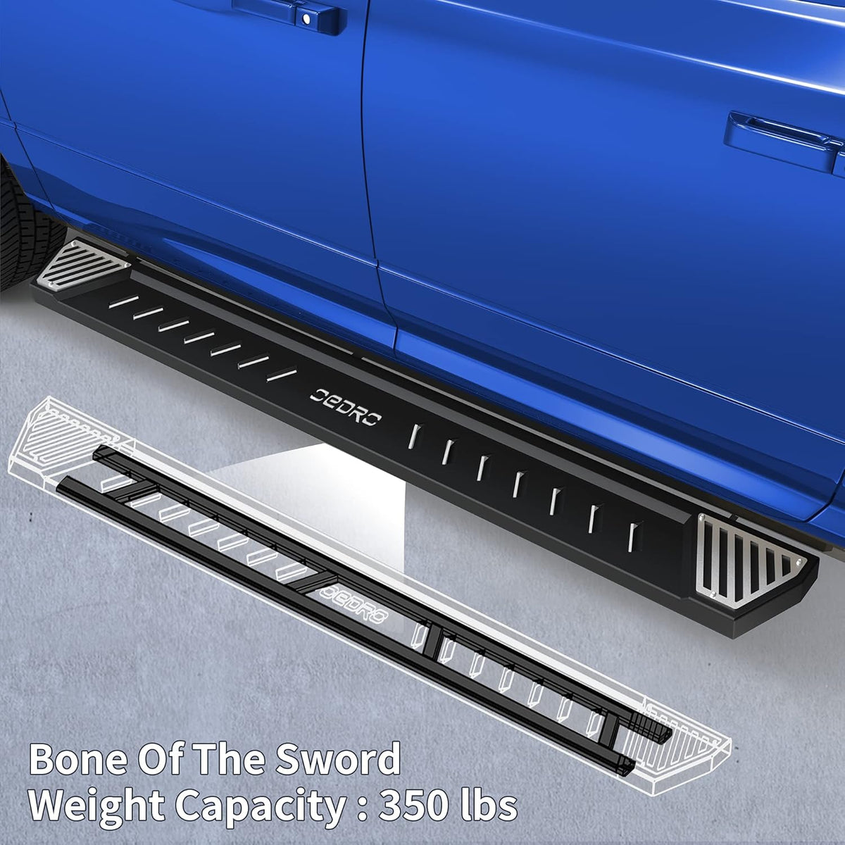 Running Boards Textured Black Steel Side Step Rails J48366