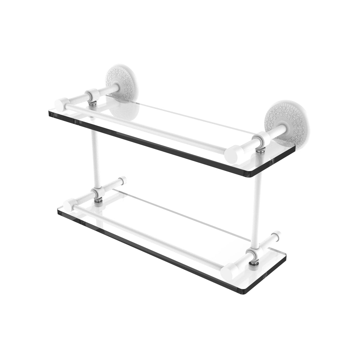 16-inch Double Glass Shelf with Gallery Rail G2324