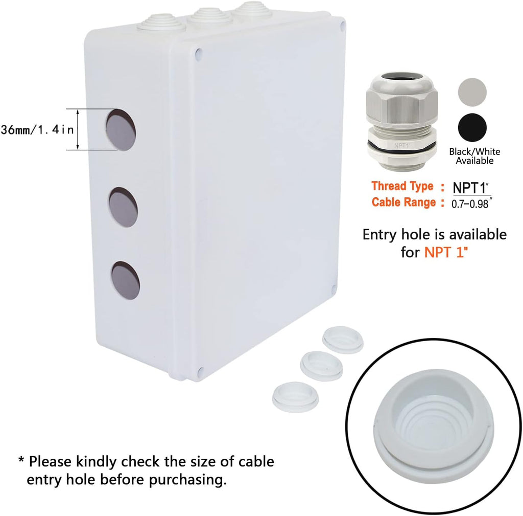 White ABS Plastic IP65 Junction Box 11.8 x 9.8 x 4.7 inch Pack of 2 G205