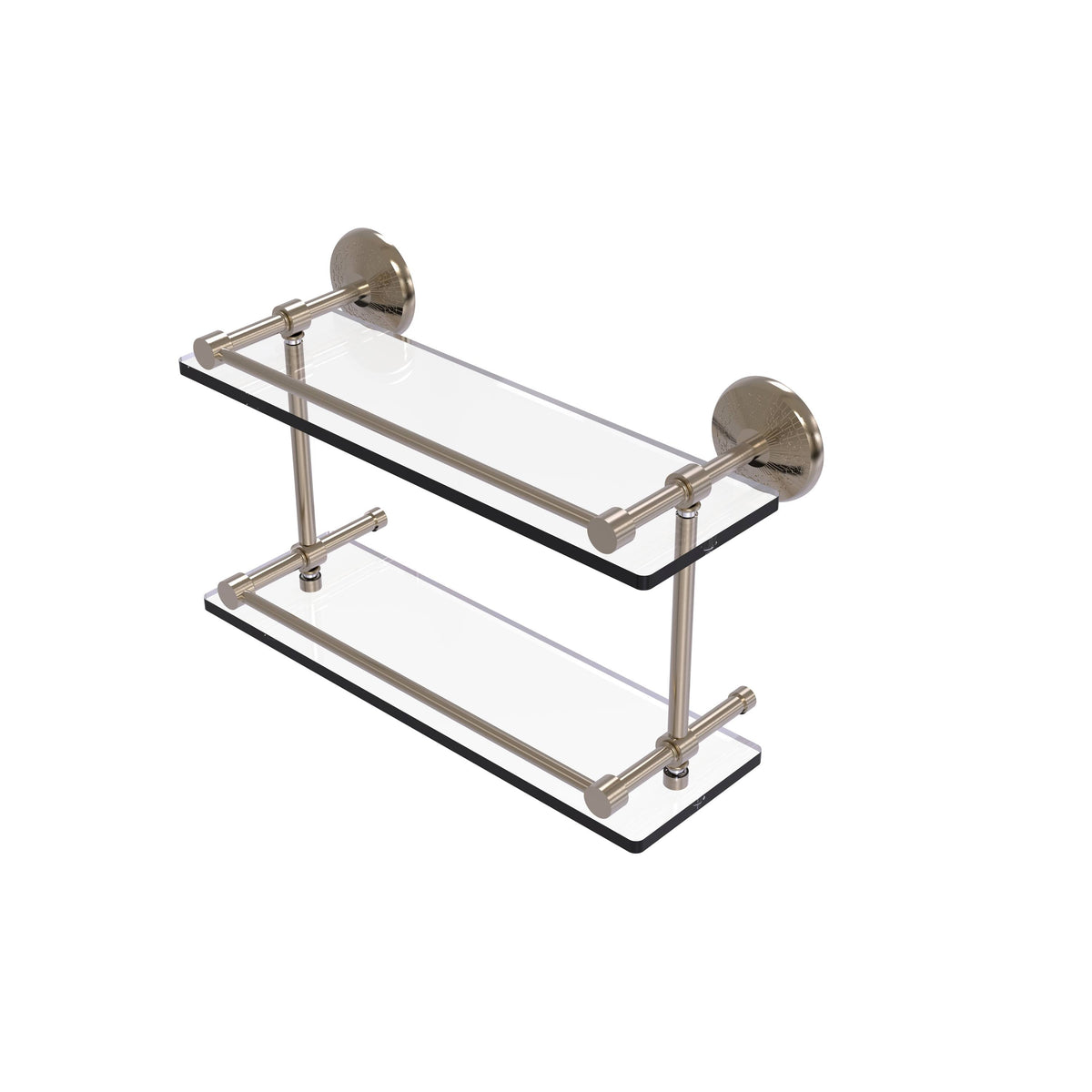 16-inch Double Glass Shelf with Gallery Rail G2324