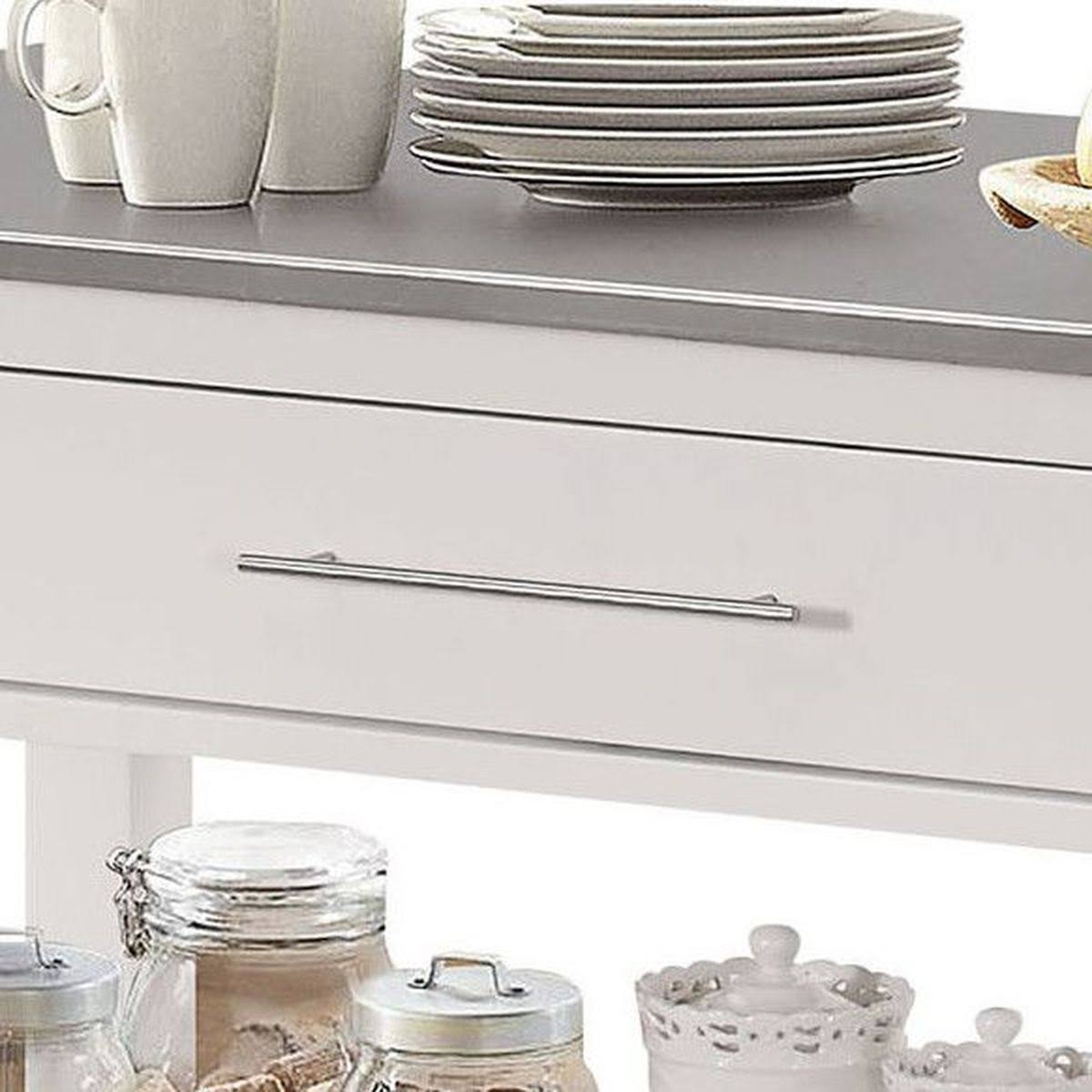 Stainless Steel & White Kitchen Cart K9655