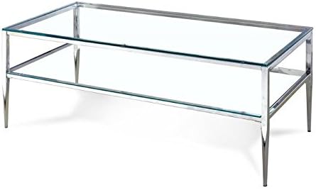 Chrome Rectangular Metal 1-Shelf Coffee Table V532612