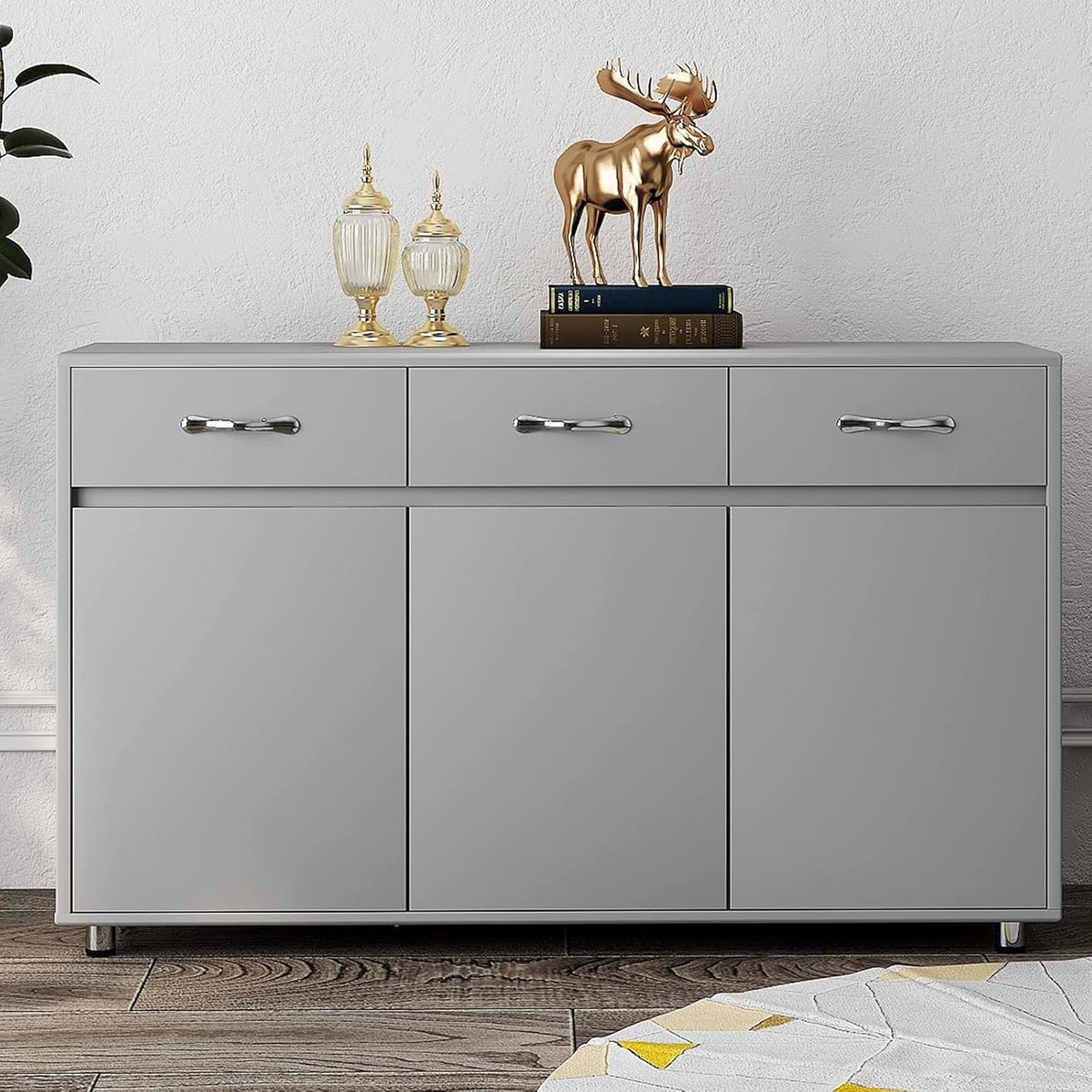 Grey 3 Door 3 Drawer Buffet Cabinet J6745