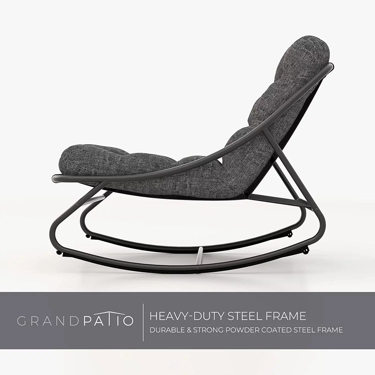 Steel Rocking Chair with Padded Cushion, Gray H941