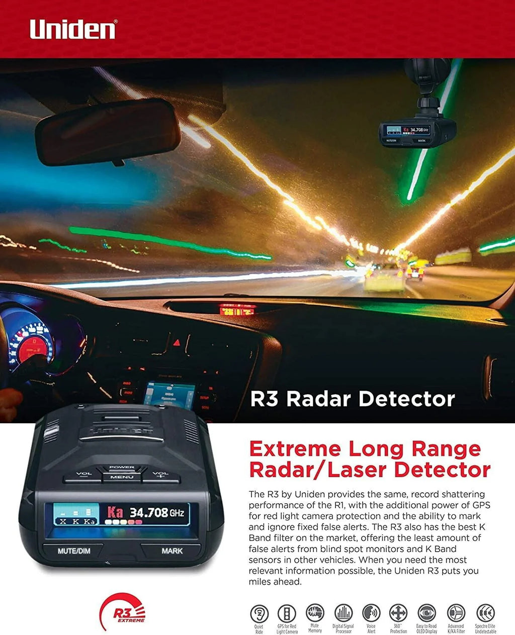 Restored Long-range Radar Detector/Laser Detector With GPS J957
