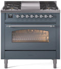 Blue Grey 36 Dual Fuel Natural Gas Range with Chrome Trim E7325