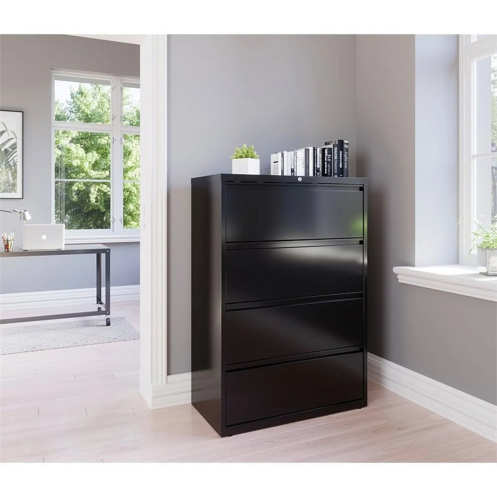 36" 4-Drawer Metal Lateral File Cabinet in Black T4456