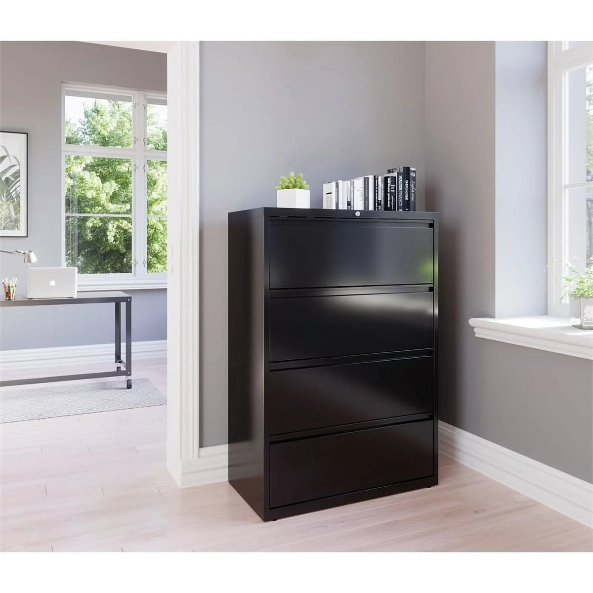36" 4-Drawer Metal Lateral File Cabinet in Black T4456