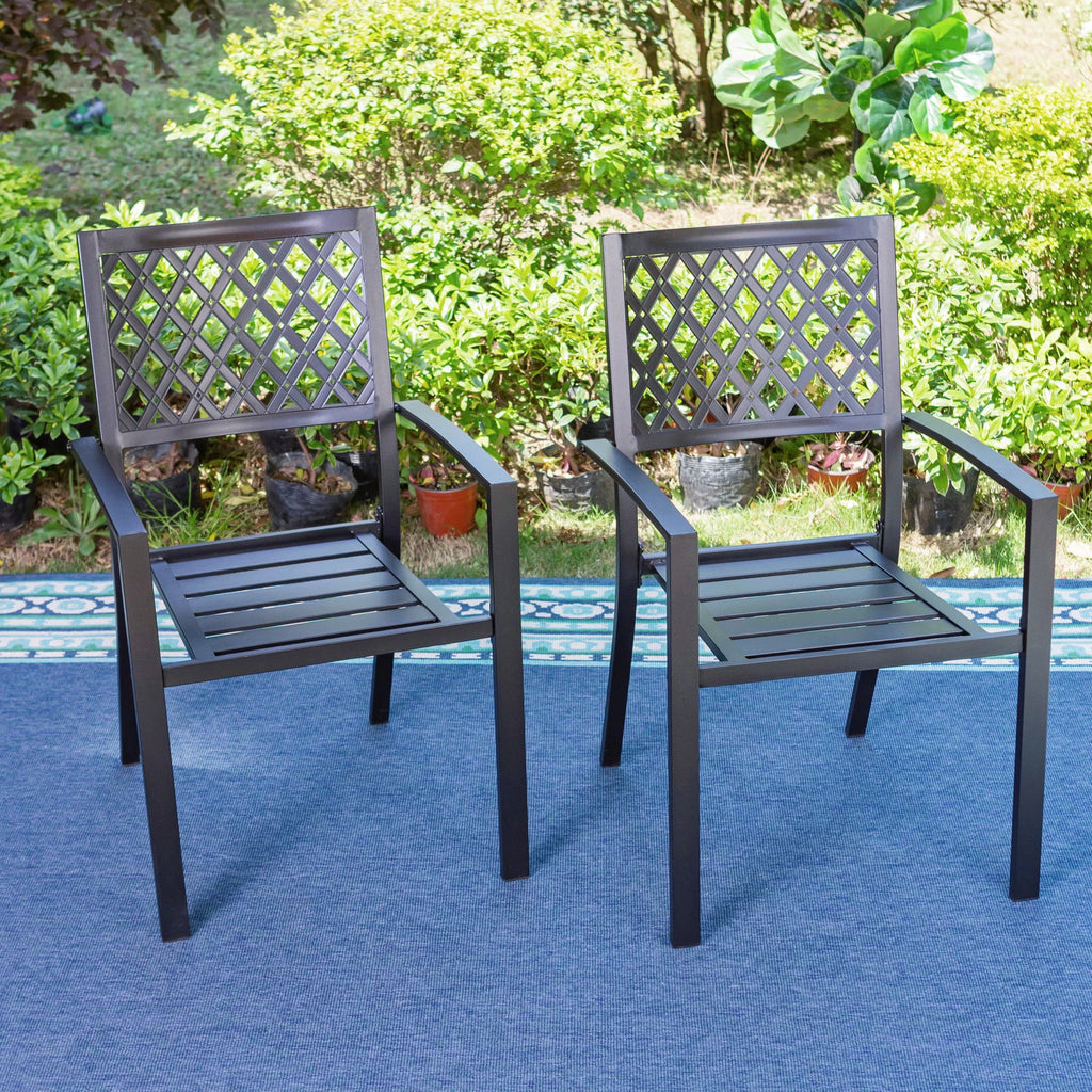 7-Piece Black Steel Patio Dining Set with 6 Armchairs and Table R1790