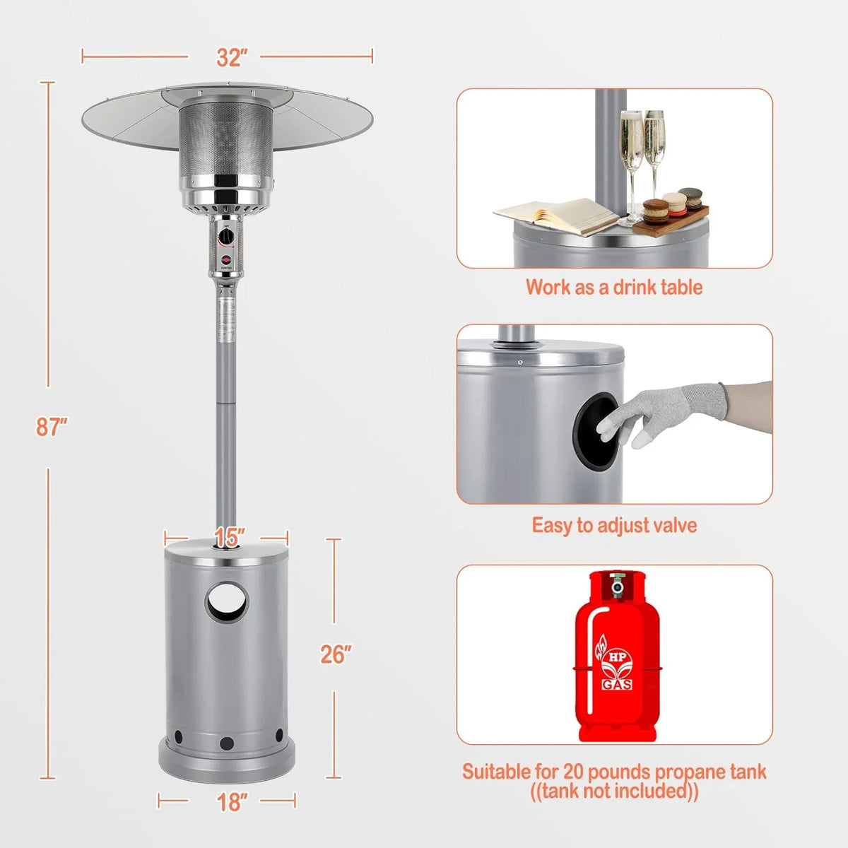 50,000 BTU Outdoor Propane Gas Heater J708