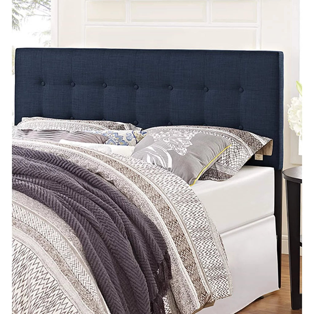 Dark Blue Fabric Upholstered Queen Size Headboard I153047