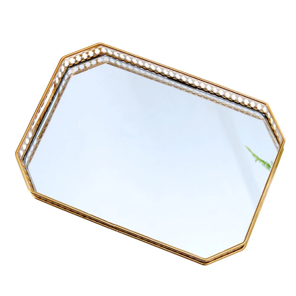 Vintage Glass Metal Vanity Tray Y630613
