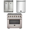 36 Inch Pro Gas Range, Dishwasher, Refrigerator D428