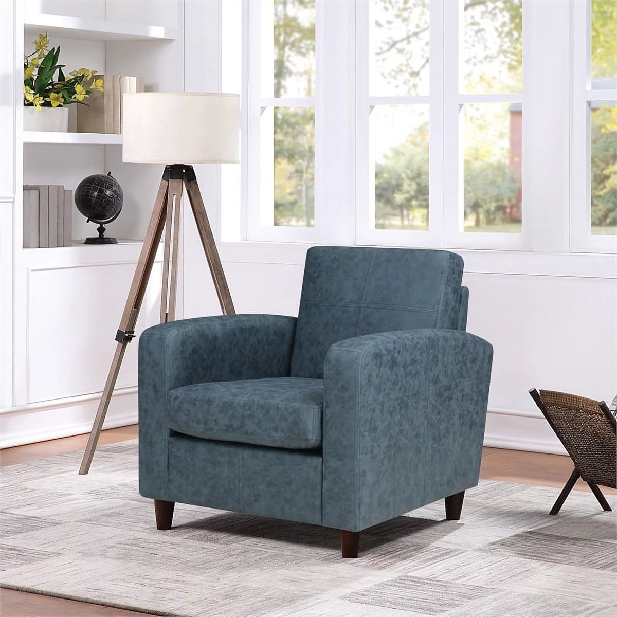 Navy Blue Faux Leather Club Chair P73481