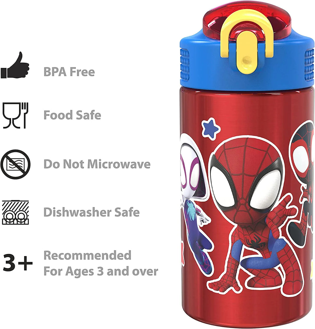 Kids 15.5oz Stainless Steel Water Bottle with Flip Straw K5488