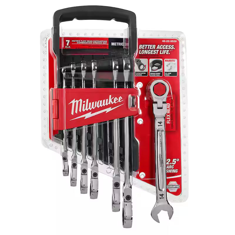 14-Piece Flex-Head Ratcheting Combination Wrench Set SAE and METRIC W686