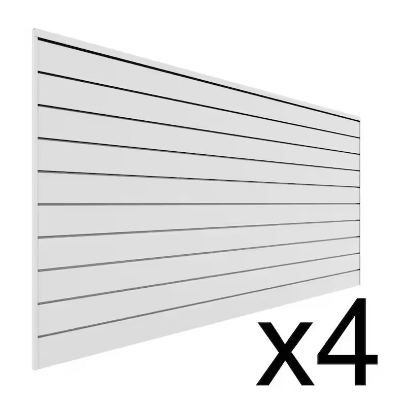 PVC Slat Wall Panel Set White 4 Panel Pack B149939