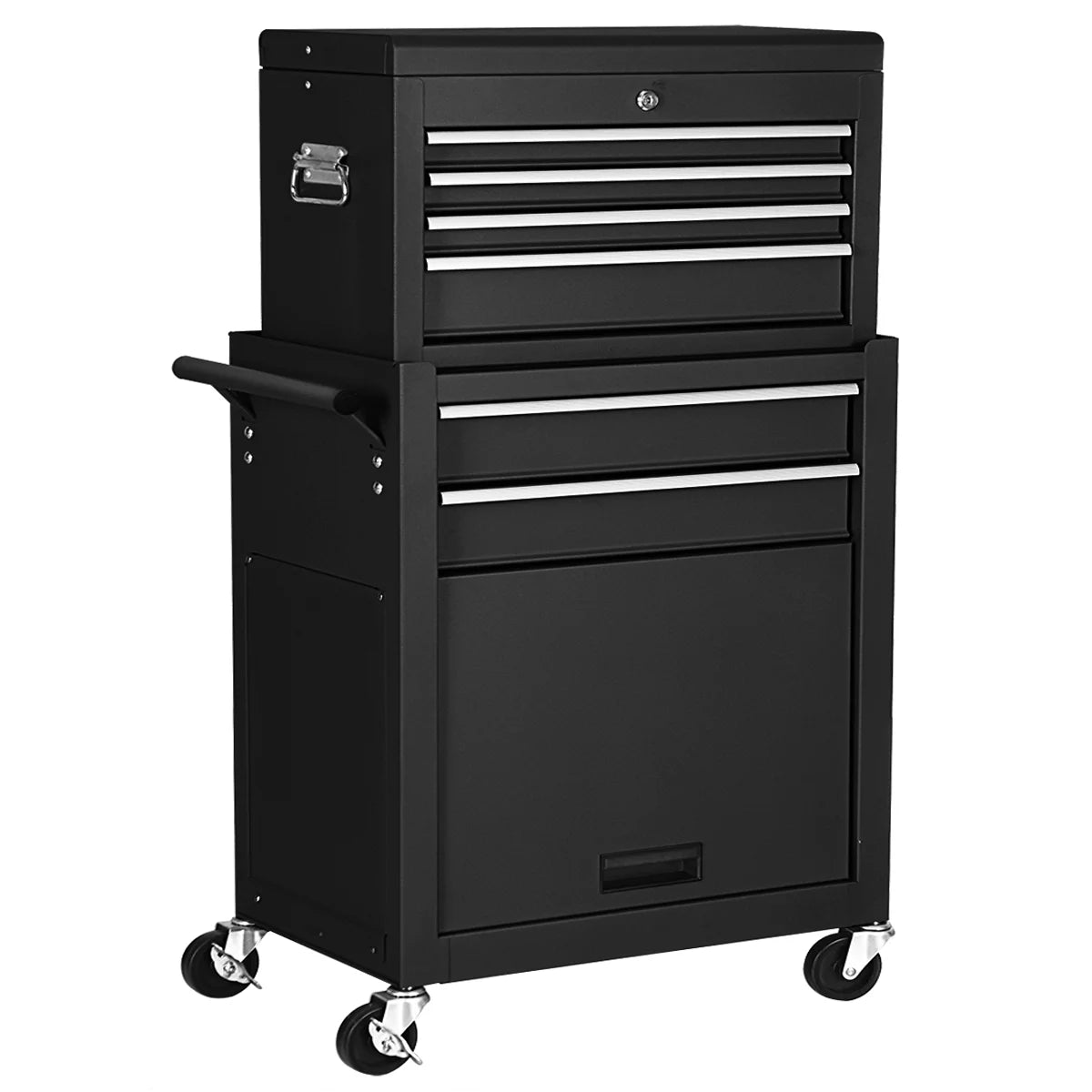 2 in 1 Rolling Storage Cabinet with 6 Drawers Black W86523
