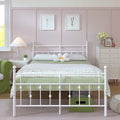 White Full Size Metal Platform Bed Frame with Headboard Footboard J4190