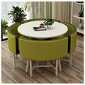 Army Green Round Table and Chair Set with 4 Leather Chairs W52751