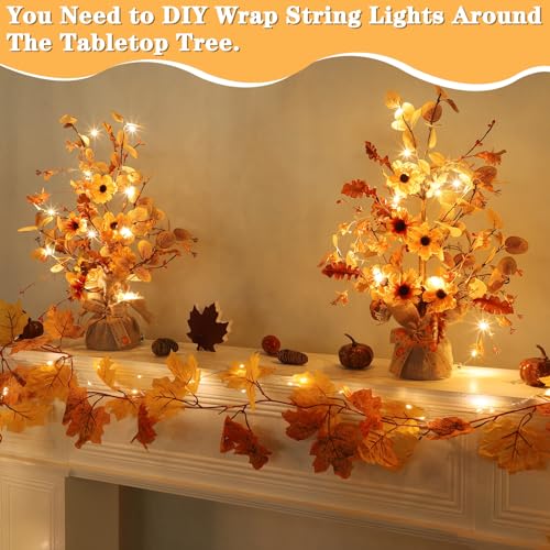 2 Pack Fall Tabletop Tree with 48 LED Battery Operated 18 Inch Y6274