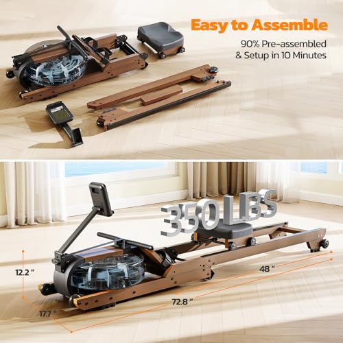 Foldable Water Rowing Machine 350 LBS with LCD Monitor R964659