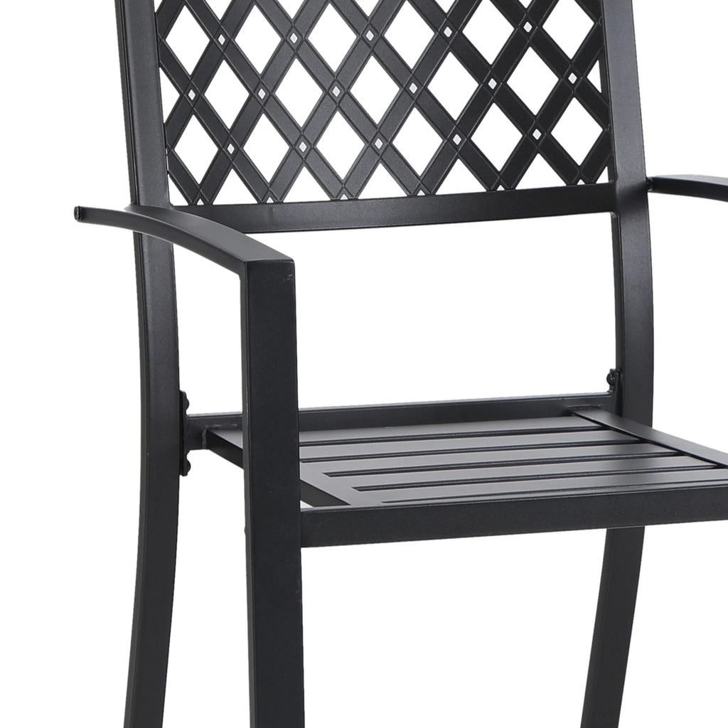 7-Piece Black Steel Patio Dining Set with 6 Armchairs and Table R1790
