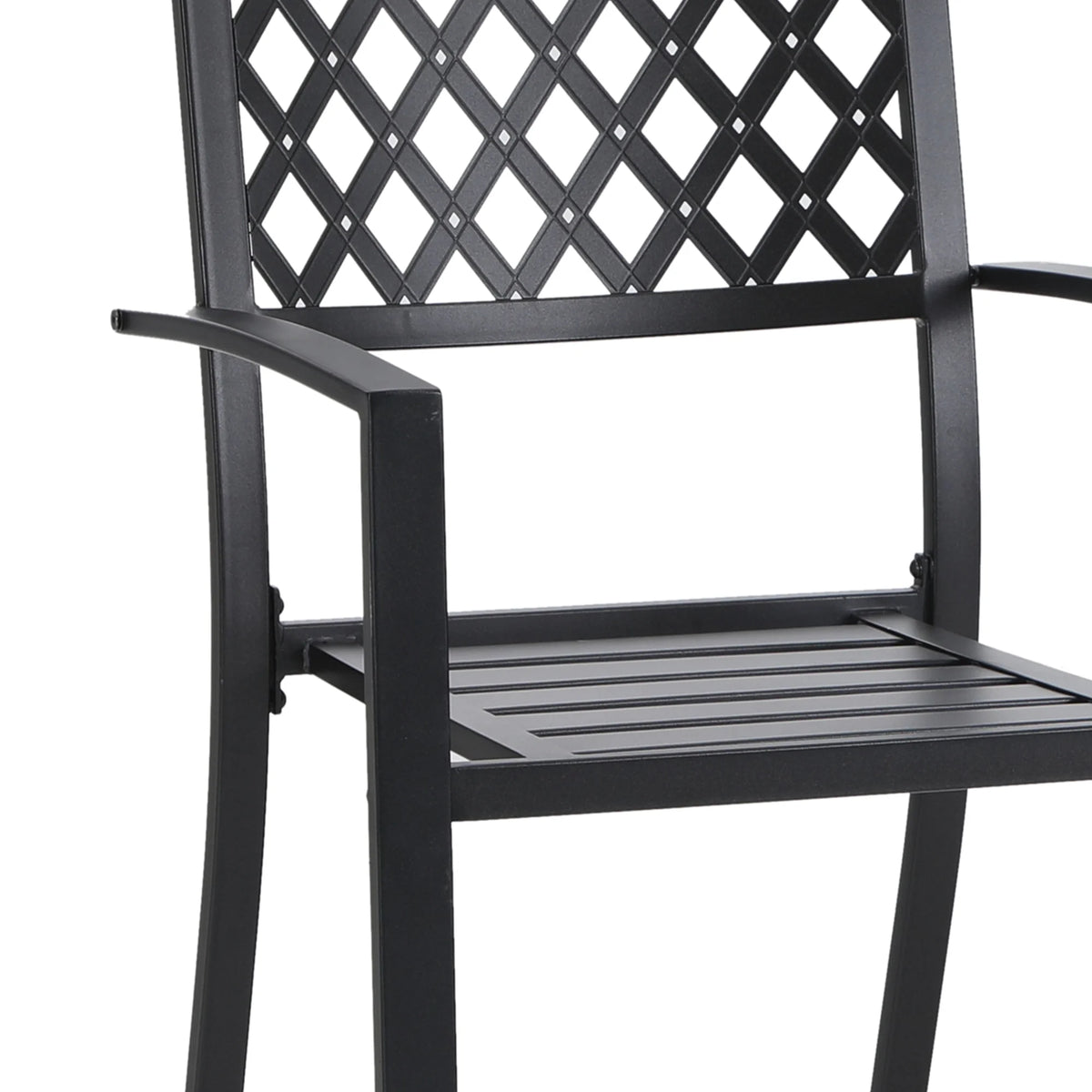 7-Piece Black Steel Patio Dining Set with 6 Armchairs and Table R1790