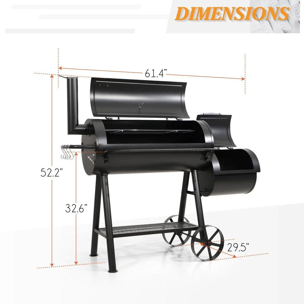 Charcoal Grill with Offset Smoker Black X704