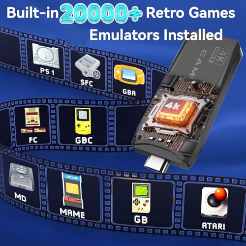 Wireless Retro Gaming Console Stick, Plug and Play, 4K HDMI, 2.4G Wireless Controllers, 64GB U529763
