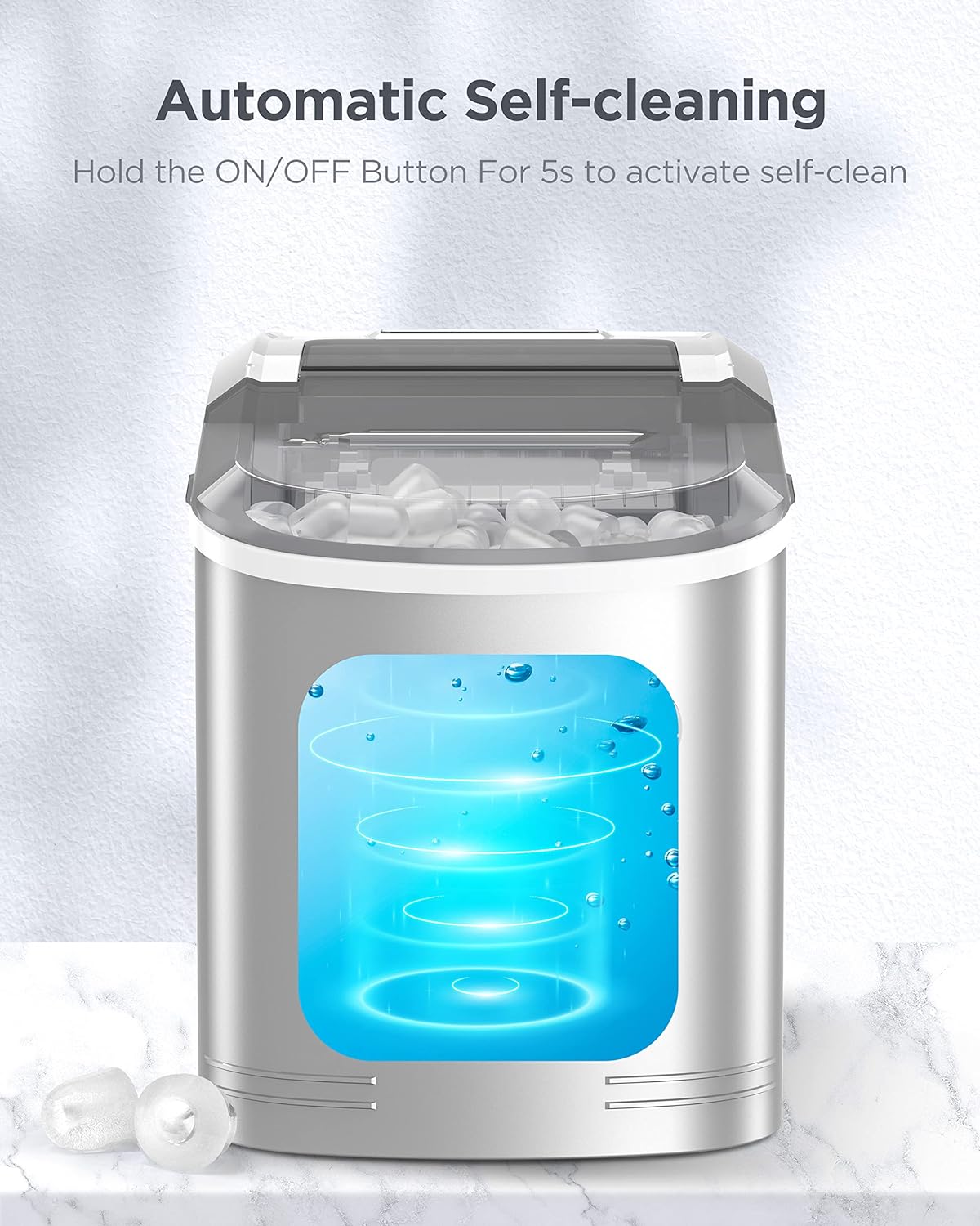 Countertop Ice Maker Machine with Ice Scoop and Basket A4336