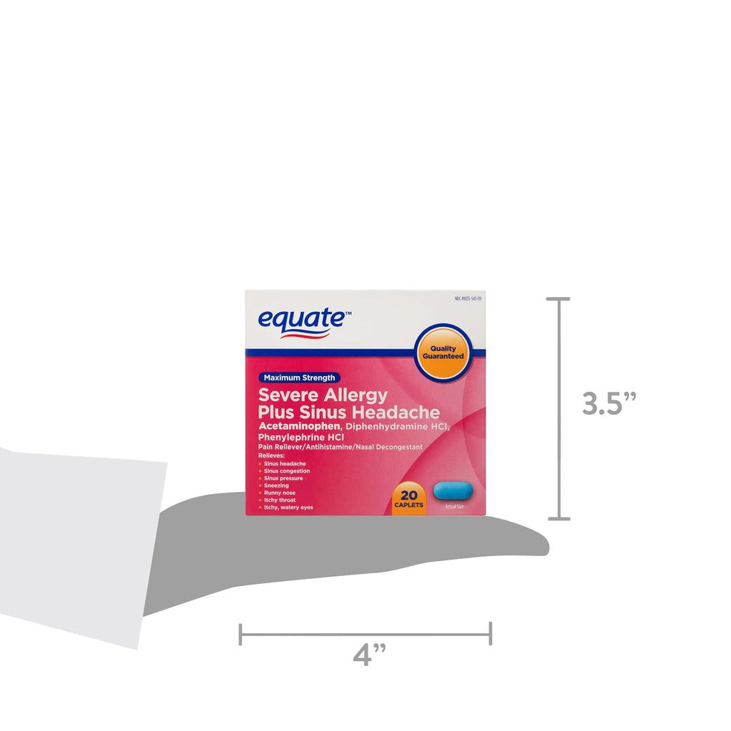 Maximum Strength Severe Allergy Plus Sinus Headache Caplets, 20 Count V250906