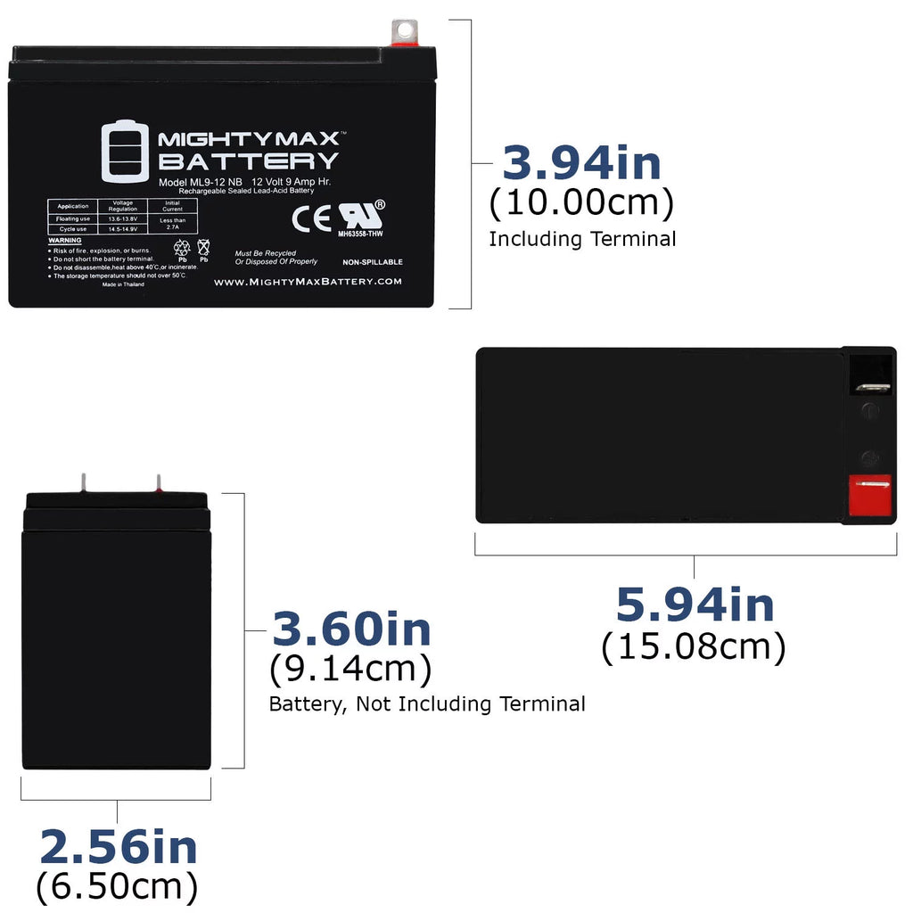 12 Volt 9 AH Rechargeable SLA AGM Battery R95546
