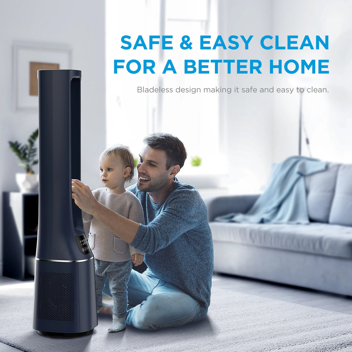 41 Tall 10-Speed Bladeless Tower Fan & HEPA Air Purifier with Remote Control U803180