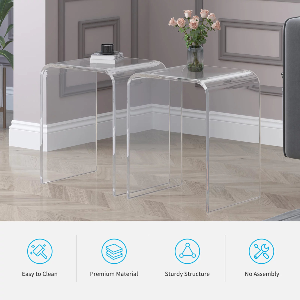 Clear Acrylic Side Table Set of 2 J9536