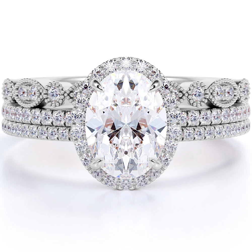 2 Carat Moissanite Wedding Trio Ring Set W952