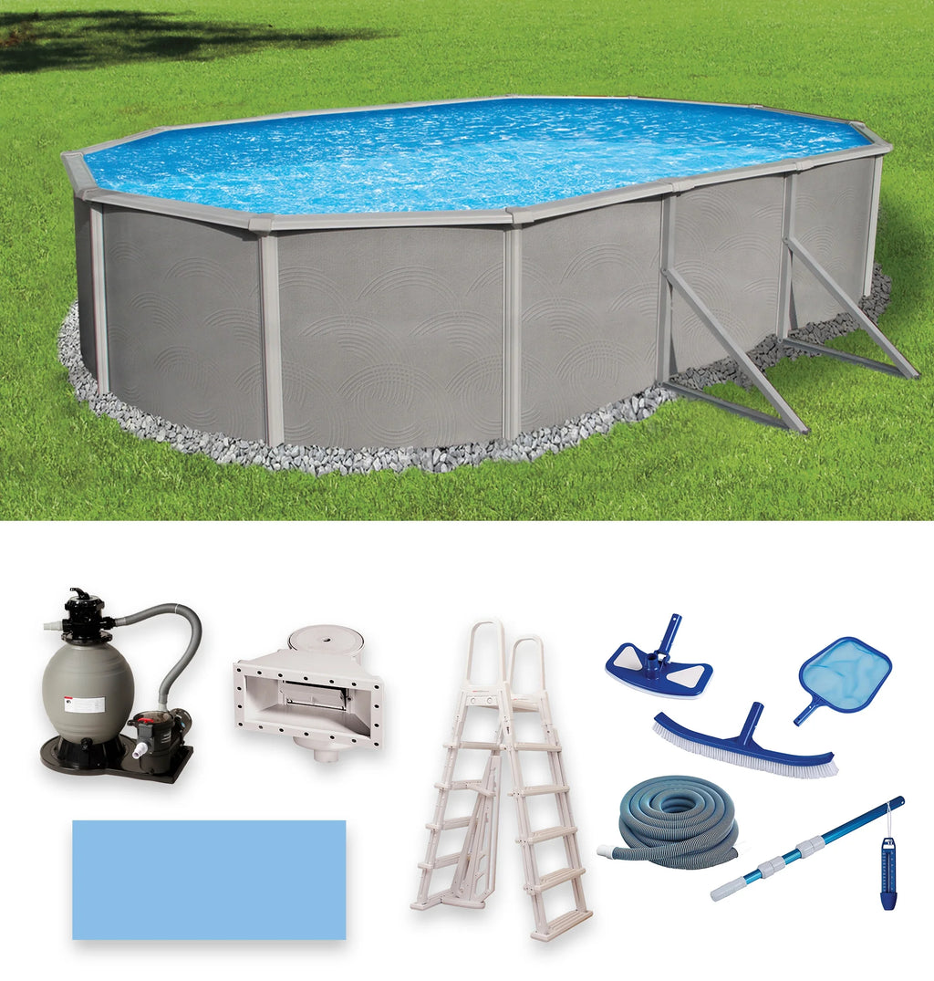12-ft x 24-ft Oval 52-in Deep Metal Wall Swimming Pool W8200