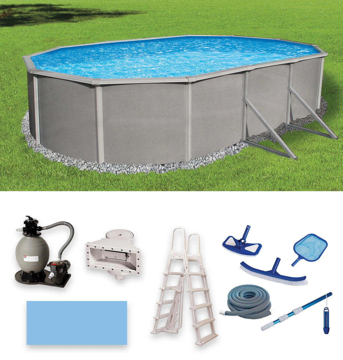 12-ft x 24-ft Oval 52-in Deep Metal Wall Swimming Pool W8200