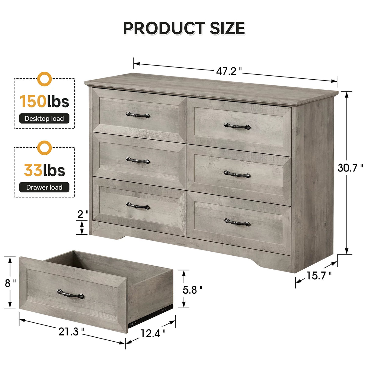 5 Drawer Wood Dresser N217215