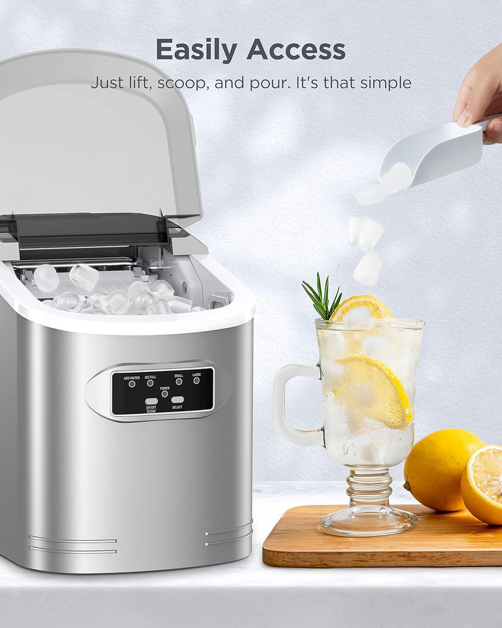Countertop Ice Maker Machine with Ice Scoop and Basket A4336