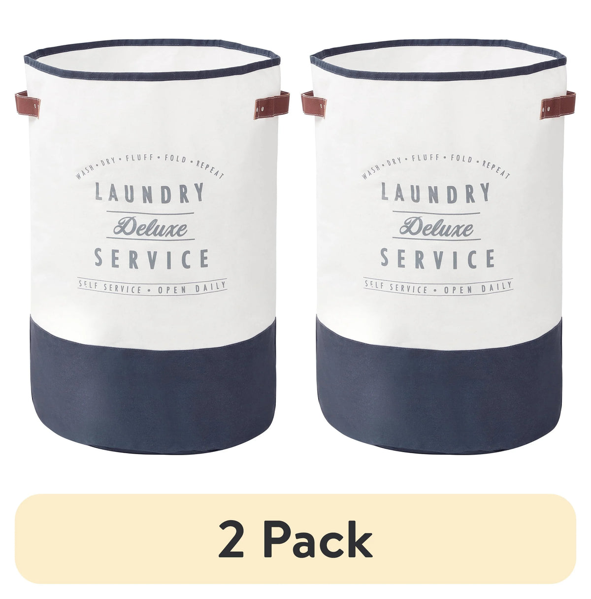 2 Pack Ivory Grey Canvas Laundry Hamper N3162